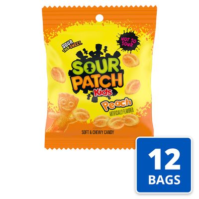 SOUR PATCH KIDS Peach Soft &amp; Chewy Candy, Bulk Candy, 12 - 3.56 oz Bags