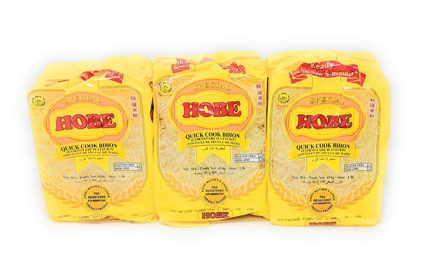 Hobe Special Golden Bihon Pack of Three 454g or 1 Lb a Pack