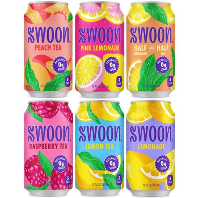 Swoon Trial Pack - Low Carb, Paleo-Friendly, Gluten-Free Keto Drink - Made with 100% Natural Lemon Juice Concentrate, Sugar Free Iced Tea &amp; Lemonade - 12 fl oz (Pack of 6)