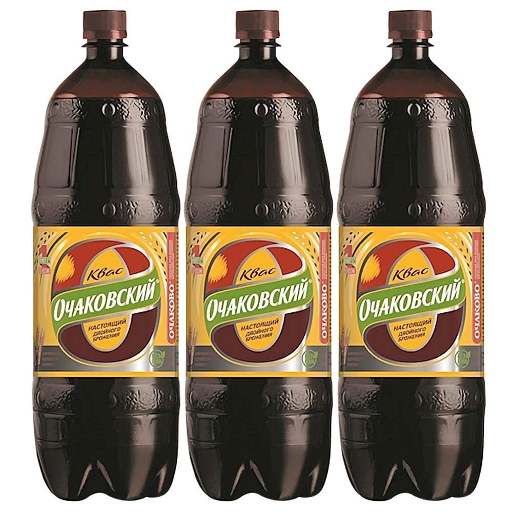 Classic Russian Ochakovskiy Food Drinks Kvass Soda Imported Fermented Probiotic Drink - Made With Rye Bread (3 Pack)