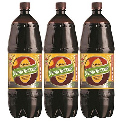 Classic Russian Ochakovskiy Food Drinks Kvass Soda Imported Fermented Probiotic Drink - Made With Rye Bread (3 Pack)