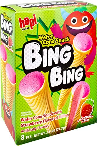 Hapi Bing Bing Cone Snack with Strawberry Flavored Filling, 2.5 Ounce