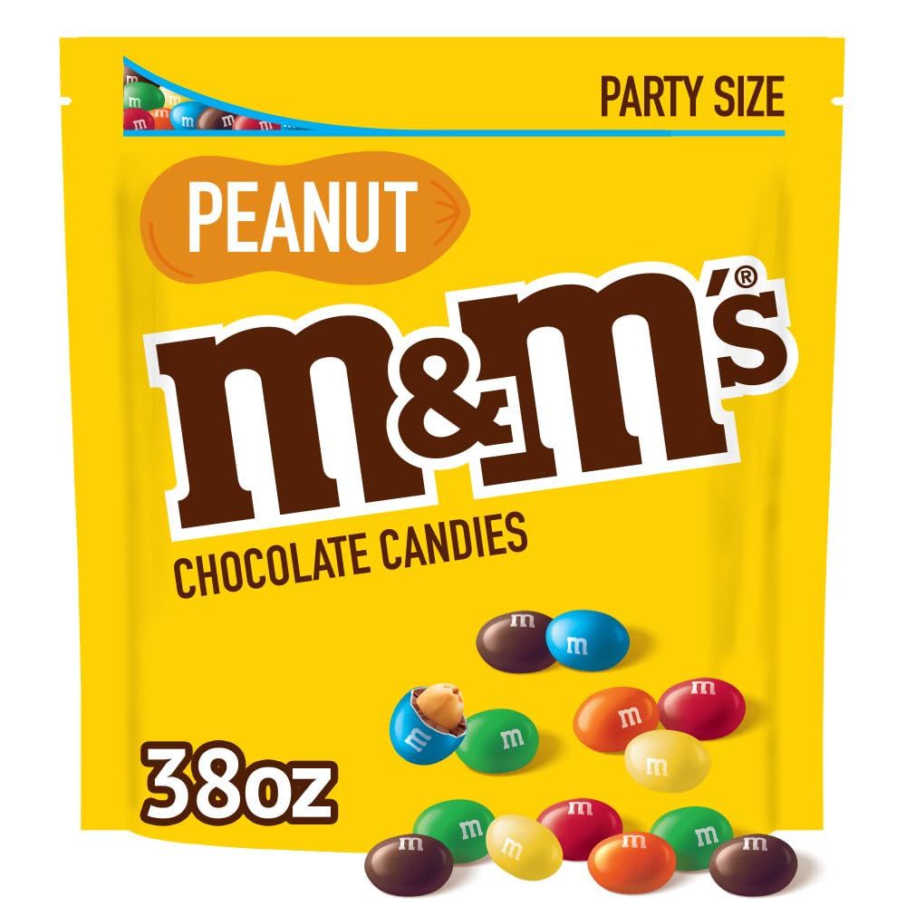 M&amp;M&#39;S Peanut Milk Chocolate Candy Bulk Pack, Party Size, 38 oz Bag
