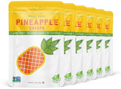 Nature&#39;s Turn Freeze-Dried Fruit Snacks, Pineapple Crisps, Pack of 6 (1.2 oz Each)