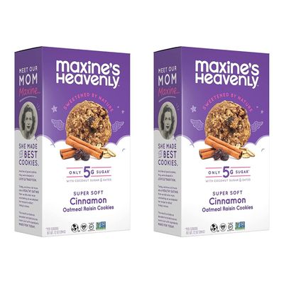 Maxine&#39;s Heavenly Cinnamon Oatmeal Raisin Cookies | Gluten Free, Made with Oats, Sweetened with Coconut Sugar &amp; Dates | Tasty Low Sugar Vegan Dessert | 7.2 Ounces Each (2 pack)