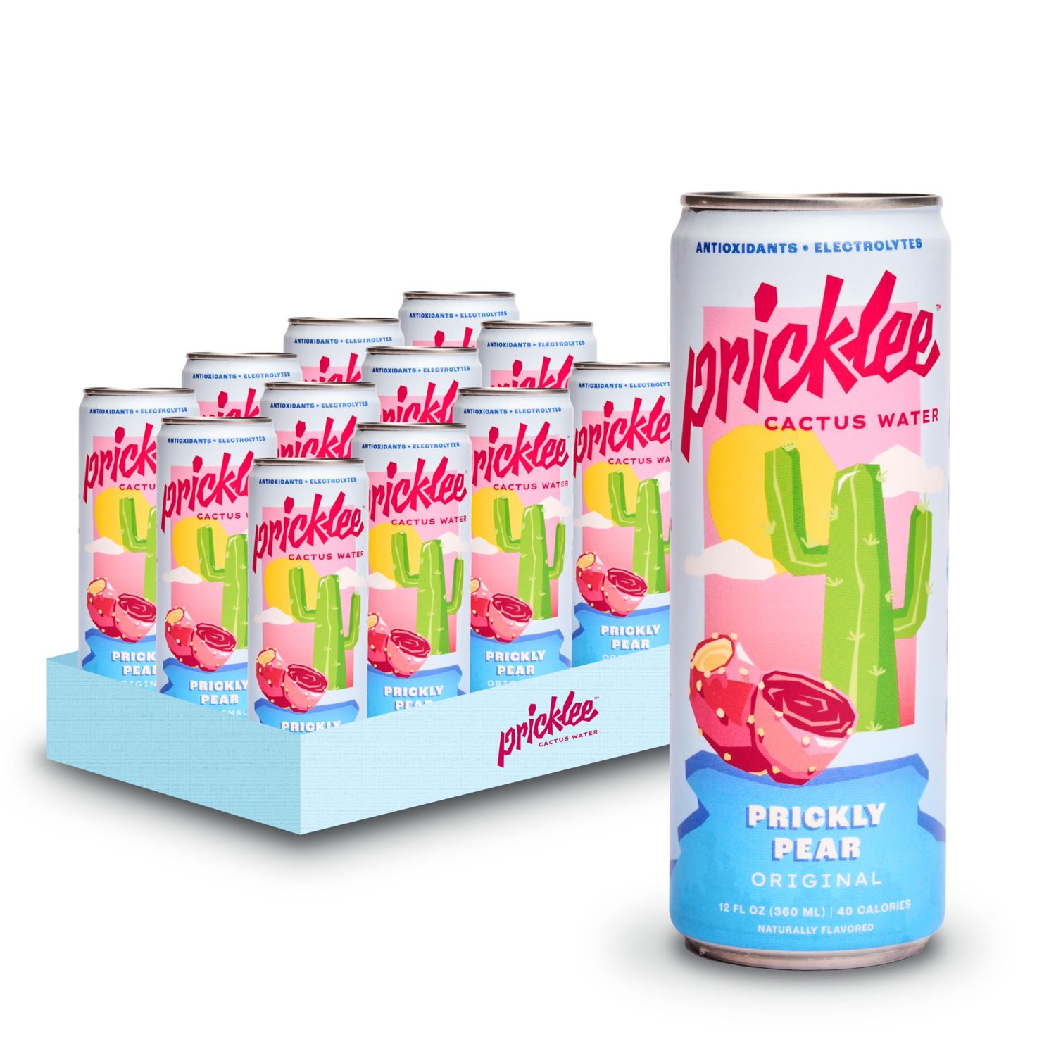Pricklee Prickly Pear Cactus Water - Packed With Antioxidants, Electrolytes, Vitamin C - Natural Sports Drink for Immunity, &amp; Recovery - Non-Sparkling, Low-Sugar, Low-Calorie, No Caffeine