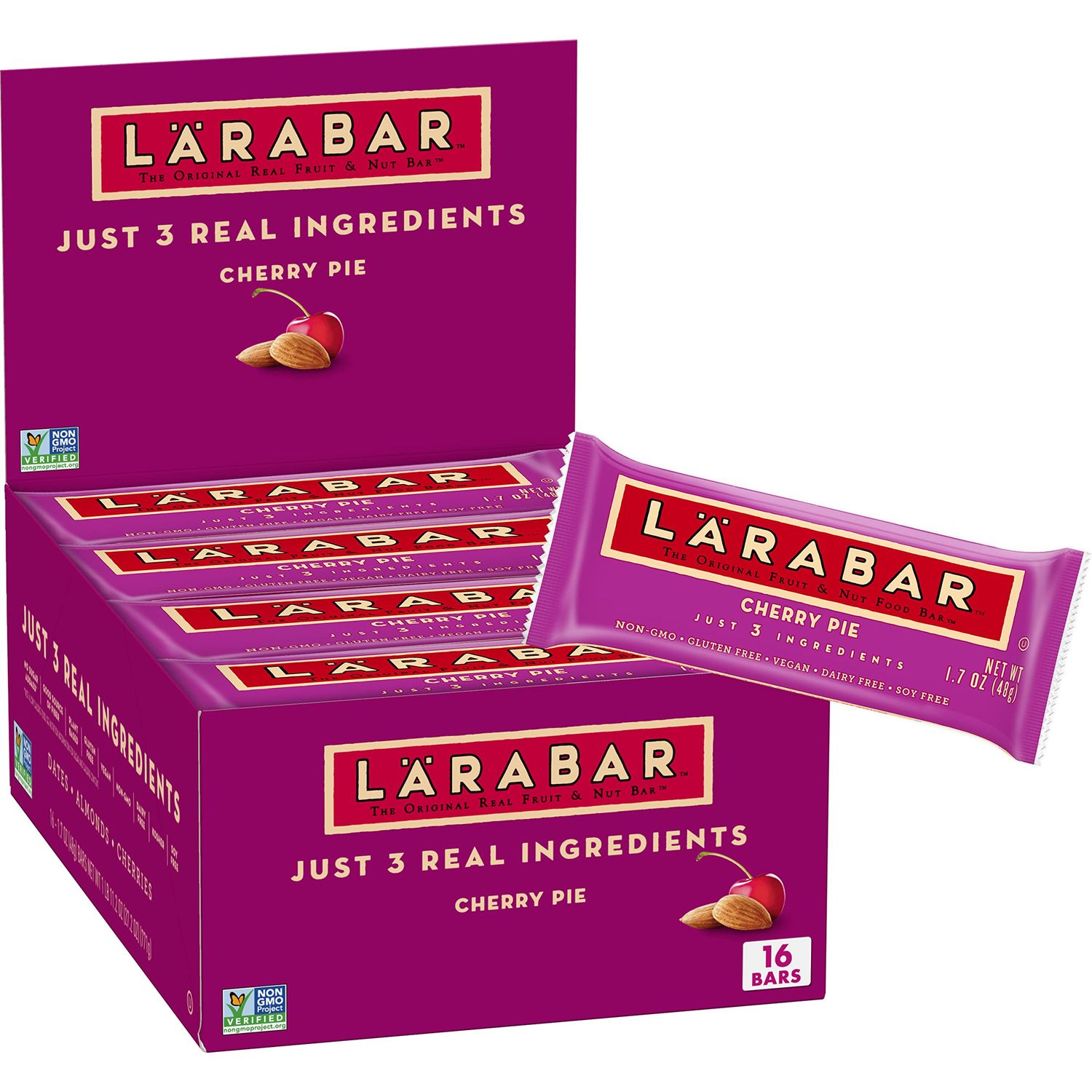 Larabar Cherry Pie, Gluten Free Vegan Fruit &amp; Nut Bar, 1.7 oz Bars, 16 Ct
