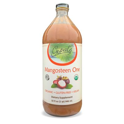 Mangosteen One | 100% Pure Organic Mangosteen Juice - 32oz Glass Bottle (1qt) | Xanthone, Vitamin &amp; Antioxidant Rich Whole Superfruit - Gluten-Free, Vegan Mangosteen Supplement | Gopal&#39;s Healthfoods