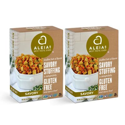 ALEIAS BEST TASTE EVER Savory Stuffing Mix  10 oz  2 Pack  Authentic Taste Classic Stuffing for Gluten Free Recipes Certified Gluten Free NonGMO Corn Free Soy Free Dairy Free Low Sodium Kosher