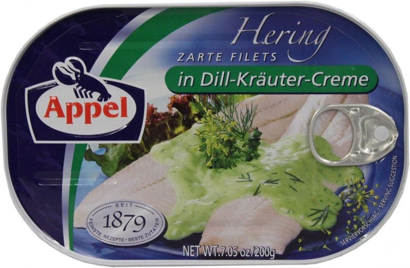 Appel Herring Fillets in Dill-Kraeuter ( Dill Herbs ) Creme -200g