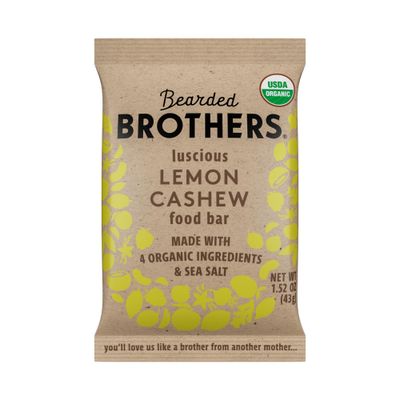 Bearded Brothers Organic Vegan Protein Energy Bars | Gluten Free, Paleo, Fiber, Whole 30 | Non GMO Low Glycemic Snacks | Lemon Cashew 12 Pack