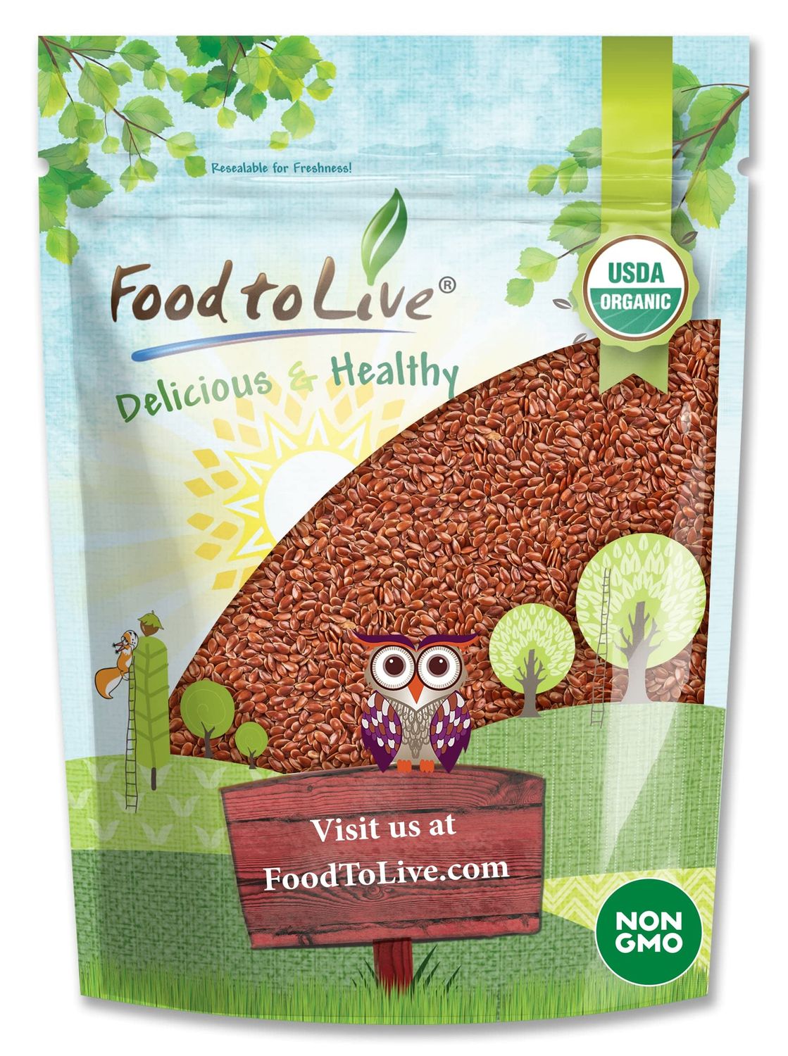 Food to Live Organic Brown Flax Seeds, 5 Pounds - Whole Raw Flaxseeds, Non-GMO, Unroasted, Dried, Kosher, Vegan. Rich in Omega-3 Fatty Acids, and Dietary Fiber. Perfect for Salads, and Baked Goods.