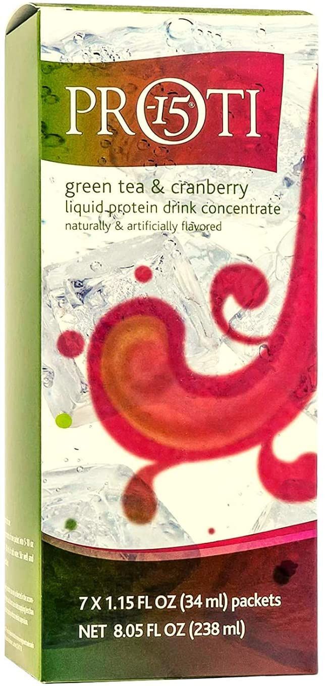 PROTIFIT - High Protein Liquid Fruit Drink Concentrate Mix, 15g Protein, Fat Free, Low Carb, Low Calorie, Ideal Protein Compatible, 7 Servings Per Box (Green Tea &amp; Cranberry)