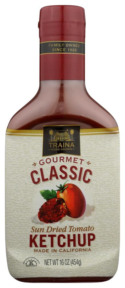 Traina Home Grown Gourmet Classic Ketchup - No Corn Syrup, Non GMO, 16 oz bottle (6 Pack)