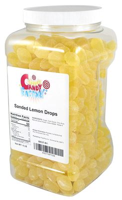 Sarah's Candy Factory Sanded Lemon Drops Old Fashioned Hard Candy (Gluten Free) in Jar, 6 Lbs