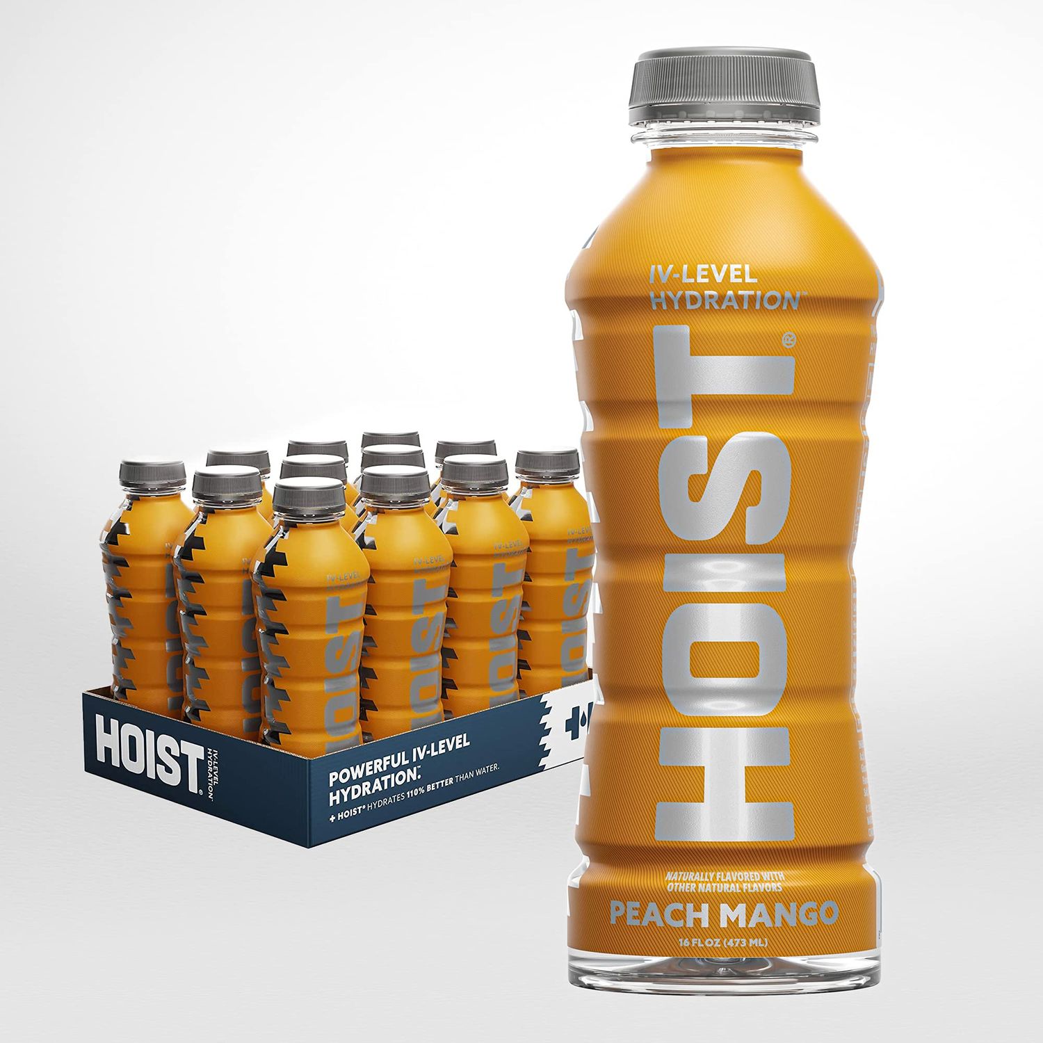 HOIST Premium Military Hydration Electrolyte Drink, Powerful IV-Level Hydration, Clinically Proven Performance Drink, Peach Mango, 16 Fl Oz (Pack of 12)