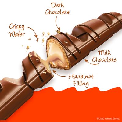 Kinder Bueno, Bulk 8 Pack, Milk Chocolate And Hazelnut Cream, Holiday Gift And Stocking Stuffer, 4 Bars Per Pack, Individually Wrapped Chocolate Bars, 3 Oz Each