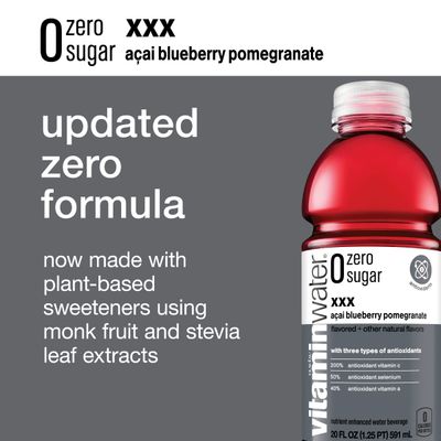 vitaminwater zero sugar xxx, electrolyte enhanced water w/vitamins, aai-blueberry-pomegranate drinks, 20 fl oz, 12 Pack