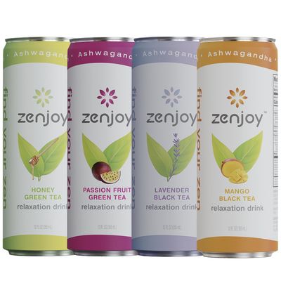 Zenjoy Variety 4 Pack - Calming Drink with Ashwagandha &amp; Lemon Balm - Non-Alcoholic Beverage Infused with L-Theanine for Enhanced Focus - 12oz Cans