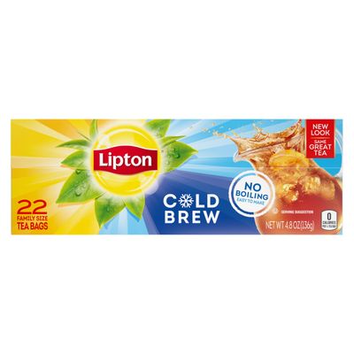 Lipton Cold Brew Iced Tea Bags, Family Size Iced Tea Bags, 132 Total Tea Bags (22ct - Pack of 6)