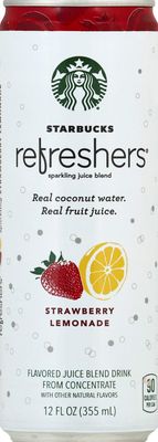 Starbucks Refreshers Strawberry Lemonade Sparkling Juice Blend, 12 Fl Oz (Pack of 1)