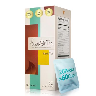 SIVANDETEA Black Tea Bags Black Tea Individually Wrapped Tea Bags,Cold &amp; Hot Tea, Unsweetened,Smooth,Robust Multi-brewable Tea 20 Count (Pack of 1)
