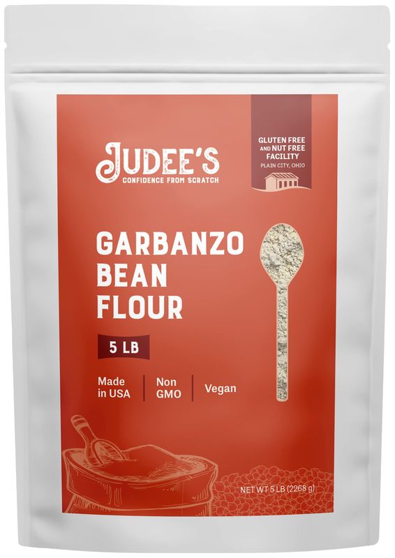 Judee&#39;s Chickpea Flour 5 lb - Non-GMO, Vegan, Made in USA Garbanzo Bean Flour - Great for Making Tortillas, Socca, Banana Bread, and Chickpea Fritters - Gluten-Free and Nut-Free