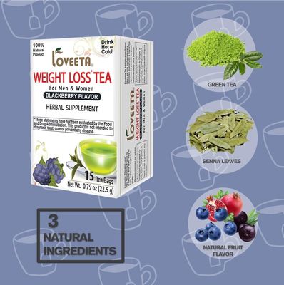Loveeta Wellness Weight Loss Tea Blackberry - 15 Tea Bags (Gmo Free, Gluten Free, Dairy Free, Sugar Free &amp; 100% Natural)