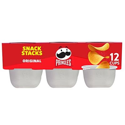 Pringles Potato Crisps Chips, Lunch Snacks, On-the-Go Snacks, Snack Stacks, Original, 8oz Tray (12 Cups)