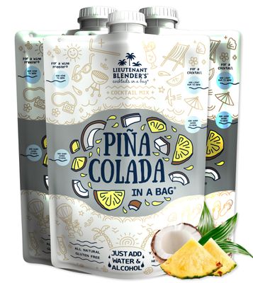 Lt. Blender&#39;s Pina Colada in a Bag - Pina Colada Drink Mix - Each Bag Makes 1/2 Gallon of Slushie Pina Colada Mix - Cocktail Mix - Make a Cocktail, Wine Slushie or Mocktail - (Pack of 3)