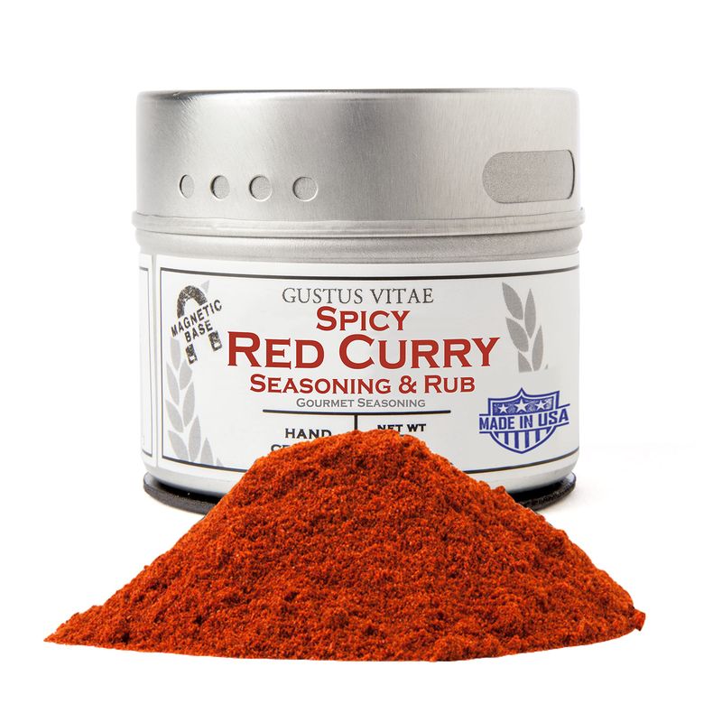 Gustus Vitae - Spicy Red Curry Seasoning - Non GMO - Magnetic Tin - Authentic Gourmet Artisanal Spice Blend - Crafted in Small Batches