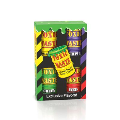 TOXIC WASTE | Exclusive 4 Color Drum Variety Pack Assorted Sour Hard Candy | Each Drum Contains an Assortment of Color Themed Flavors, 20 Possible Flavors in Total