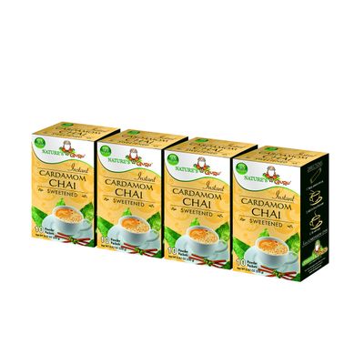 Nature&#39;s Guru Instant Cardamom Chai Tea Drink Mix Sweetened 10 Count Single Serve On-the-Go Drink Packets (Pack of 4)