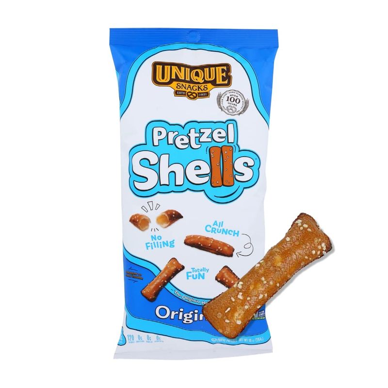 Unique Snacks Original Pretzel Shells, Delicious Homestyle Baked Snack Bag, Vegan, OU Kosher, and Non-GMO Food, No Artificial Flavor, 10 Oz. Bag, Pack of 3