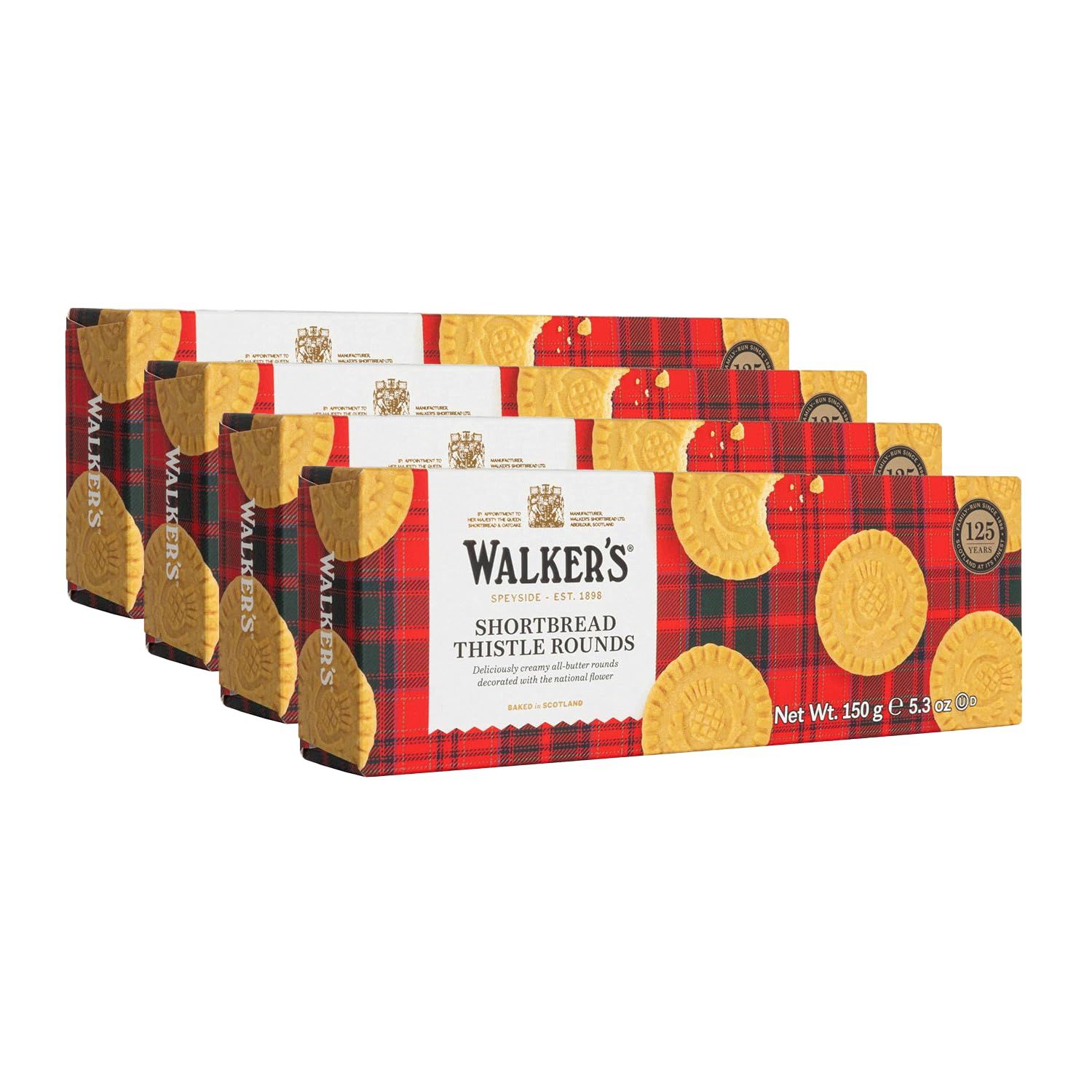 Walker&#39;s Shortbread Rounds, All-Butter Shortbread Cookies, 5.3 Oz Box (Pack of 4) (Packaging May Vary)