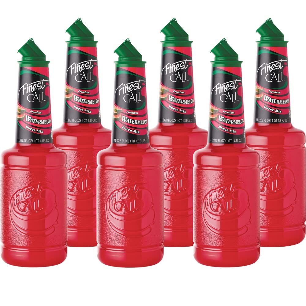 Finest Call Premium Watermelon Fruit Puree Drink Mix, 1 Liter Bottle (33.8 Fl Oz), Pack of 6