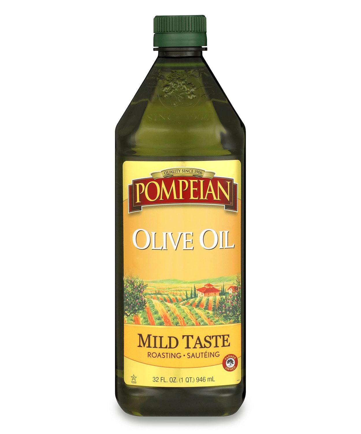 Pompeian Mild Taste Olive Oil, Perfect for Roasting &amp; Sauteing, Naturally Gluten Free, Non-Allergenic, Non-GMO, 32 FL. OZ.