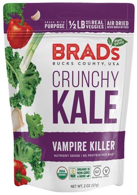 Brad&#39;s Plant Based Organic Crunchy Kale, Vampire Killer, 3 Bags, 6 Servings Total