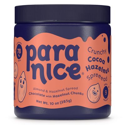 Paranice - Crunchy Cocoa Hazelnut Spread - 78% Almond and Hazelnut - Sugar Free - Keto and Vegan - Gluten Free - Dairy Free - Palm Oil Free - Erythritol Free - 10 Oz - (Pack of 1)