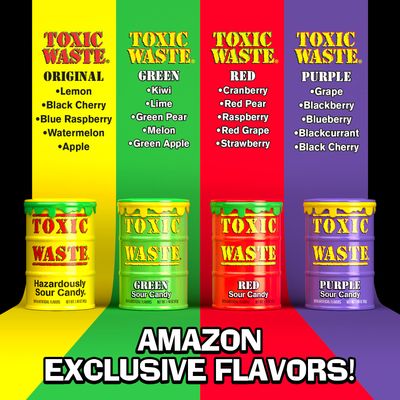 TOXIC WASTE | Exclusive 4 Color Drum Variety Pack Assorted Sour Hard Candy | Each Drum Contains an Assortment of Color Themed Flavors, 20 Possible Flavors in Total