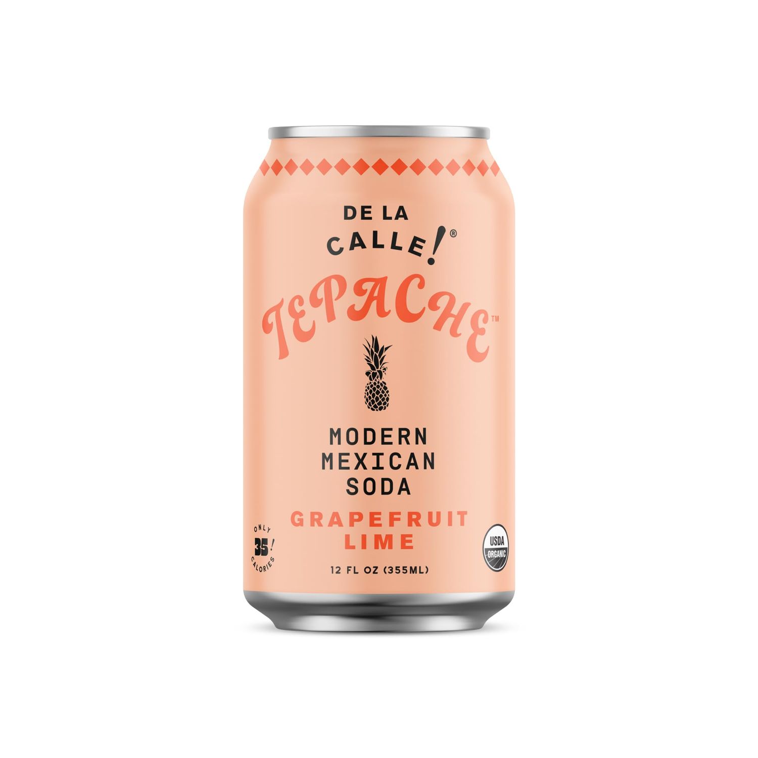 De La Calle Tepache  Grapefruit Lime  Modern Mexican Soda  Craft Fermented Pineapple Sparkling Beverage  Certified Organic Antioxidant Rich NonAlcoholic Healthy Soda Low Sugar Low Calorie NonGMO