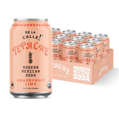 De La Calle Tepache Grapefruit Lime Modern Mexican Soda Craft Fermented Pineapple Sparkling Beverage Certified Organic Antioxidant Rich NonAlcoholic Healthy Soda Low Sugar Low Calorie NonGMO