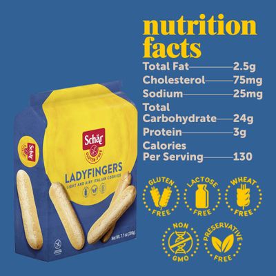 Schar - Lady Fingers - Certified Gluten Free - No GMO's, Lactose, Wheat or Preservatives - (7.1 oz)