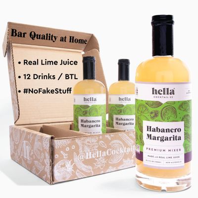 Hella Cocktail Co. Premium Habanero Margarita Mixer | Made with Real Lime Juice and Habanero Pepper, Margarita Mix Ready-to-Mix for The Perfect Spicy Margarita or Non Alcoholic Margarita