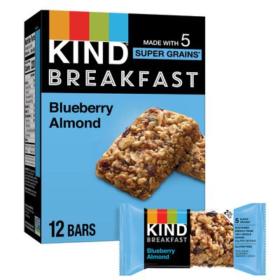 KIND Breakfast Bars, Healthy Snacks, Blueberry Almond, Gluten Free, Whole Grains and Oats, 3g Protein, 12 Count