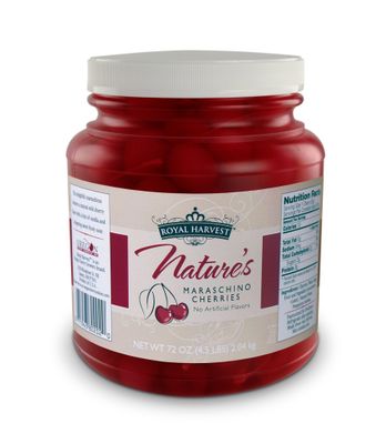 Royal Harvest Nature&#39;s Maraschino Cherries With Stems, 72 Ounce