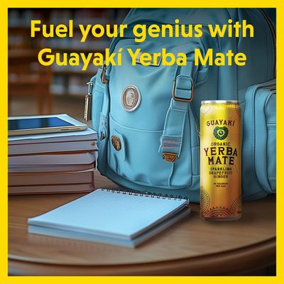 Guayak Yerba Mate, Sparkling Energy Drink Alternative, Organic Grapefruit Ginger Flavor, 12 Oz (Pack of 12), 80mg Natural Caffeine, Smooth Energy &amp; Focus, Carbonated Beverage