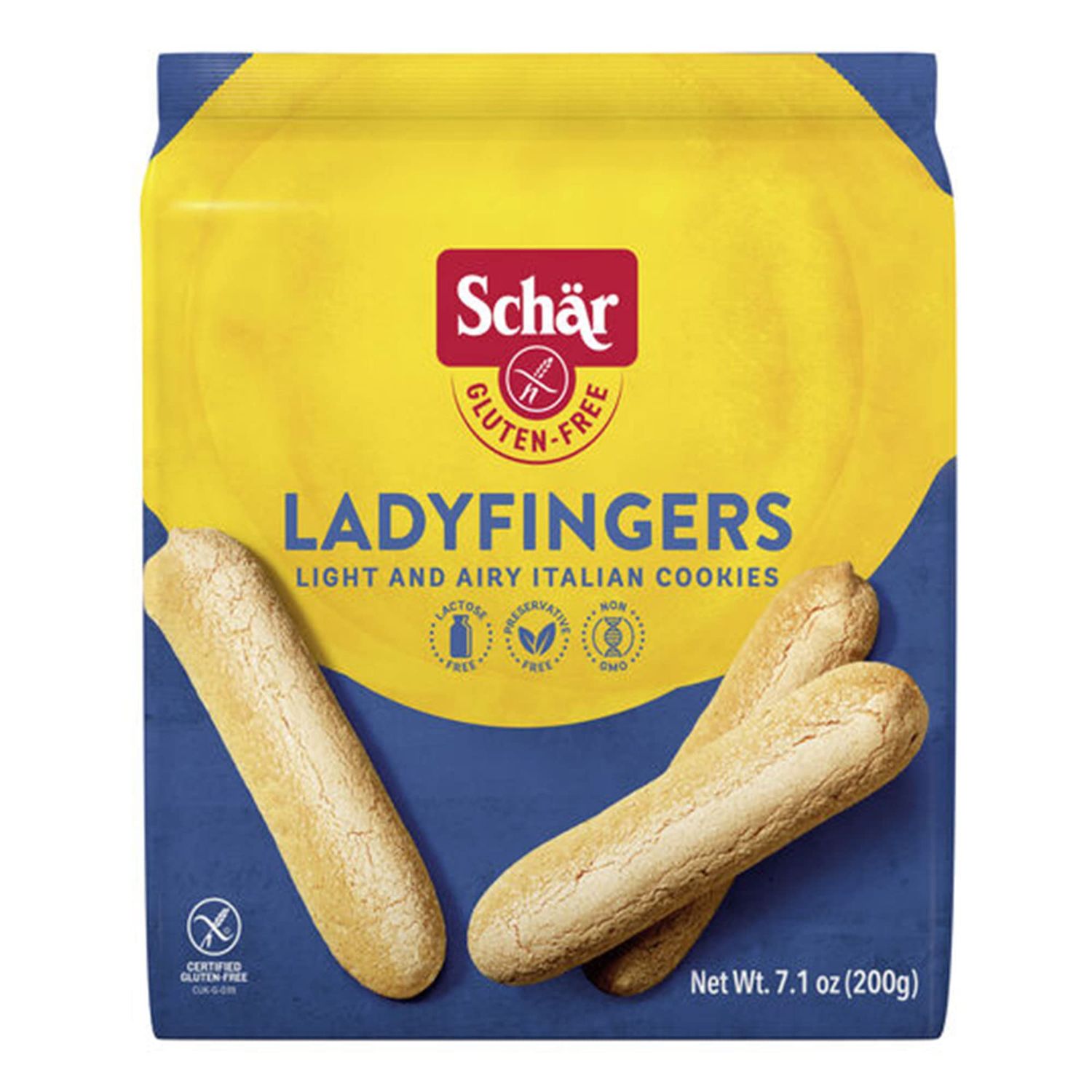 Schar - Lady Fingers - Certified Gluten Free - No GMO&#39;s, Lactose, Wheat or Preservatives - (7.1 oz)