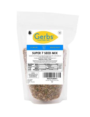 GERBS Raw Super 7 Seed Snack Trail Mix 1 LBS. | Top 14 Food Allergy Free | Resealable Bulk Bag | Made in USA | Raw Pumpkin | Sunflower | Brown & Golden Flax | Black & White Chia | Hemp | Gluten Free