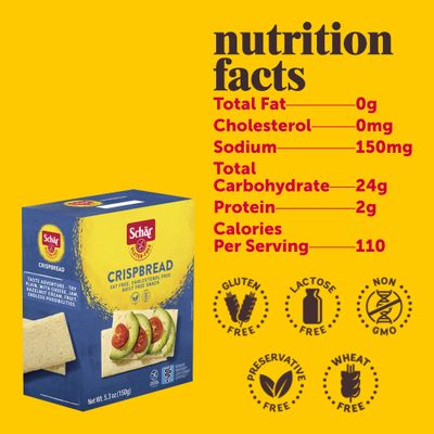 Schar - Crispbread - Certified Gluten Free - No GMO's, Lactose, Fat, Cholesterol, Wheat or Preservatives - (5.3 oz)